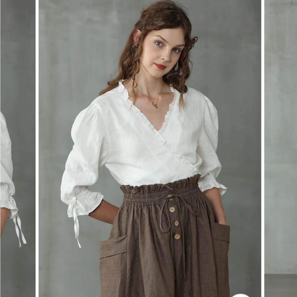 Linenaive Linen Wrap Kimono Blouse